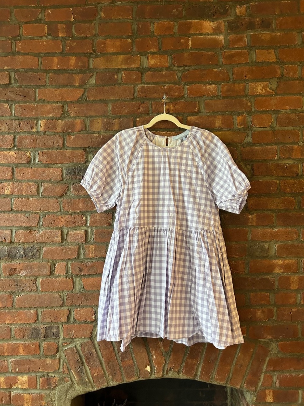Hill House Lavender Gingham Puff Sleeve Mini Dress - Picture 2 of 2